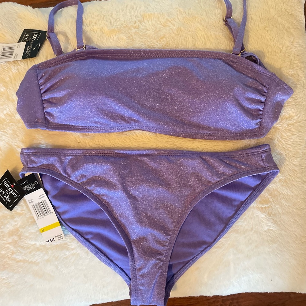 Nwt! Gorgeous lavendar sparkle bikini from Macys